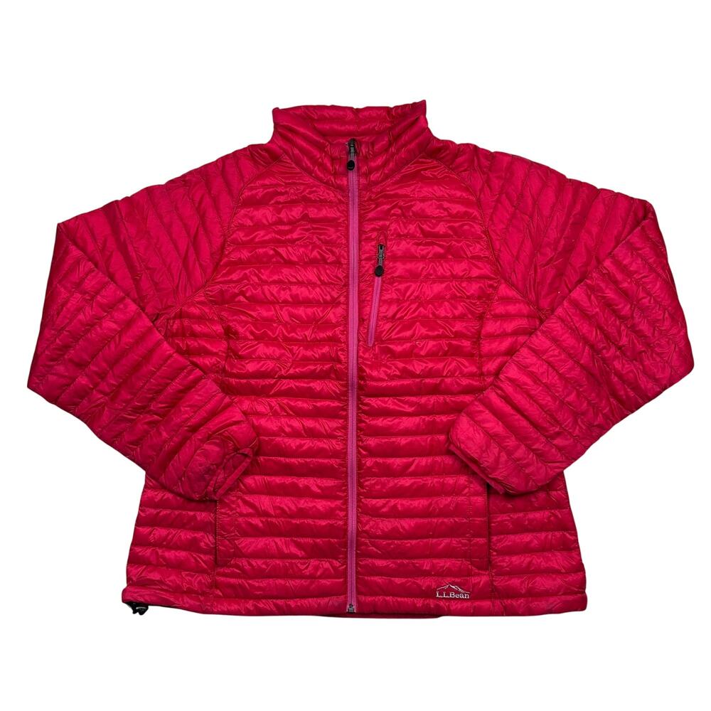 LL Bean Ultralight 850 DownTek Jacket Womens XL Regular Pink Puffer Coat 290661